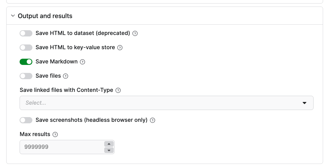 Markdown output option