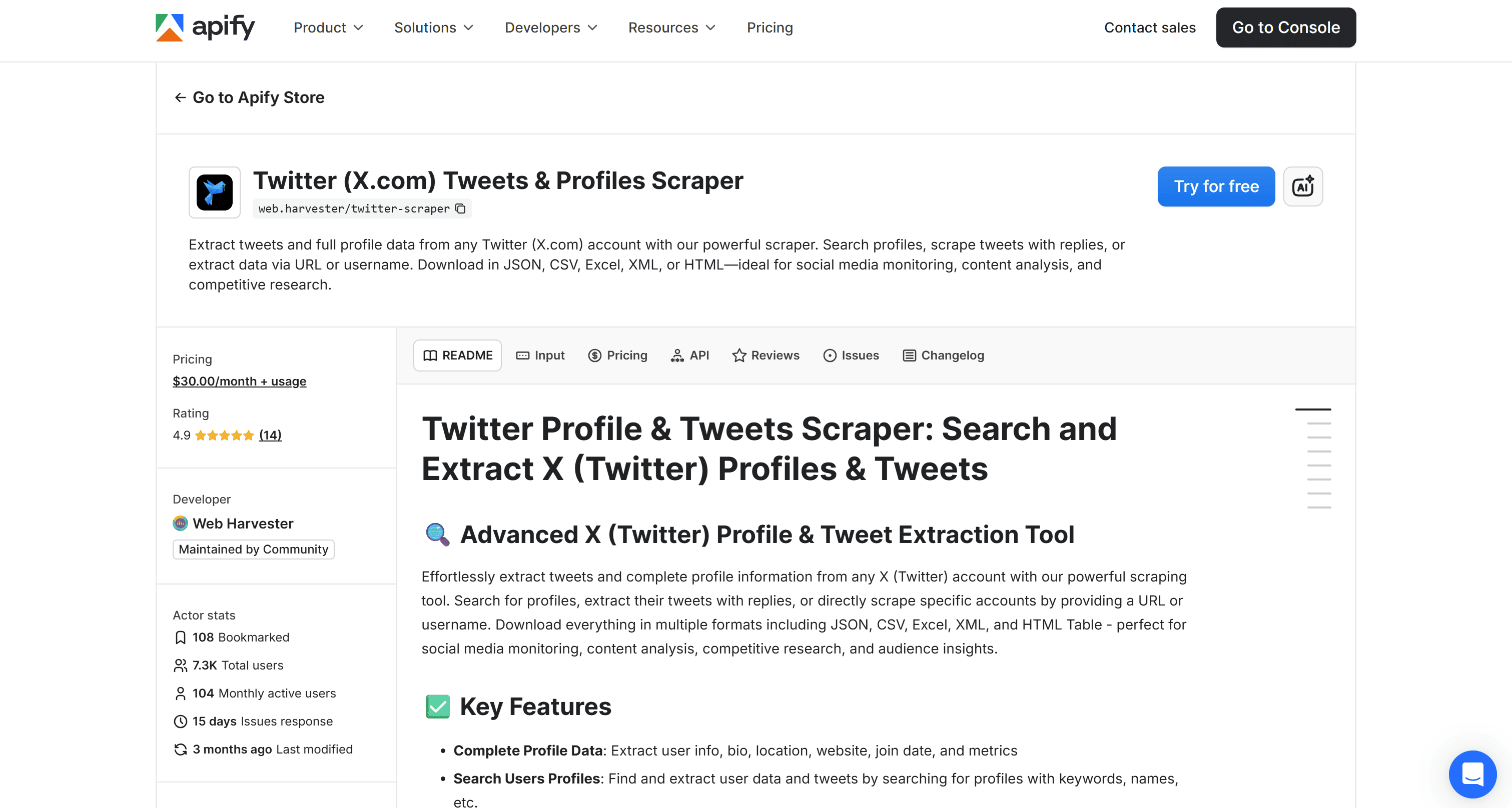 Twitter (X.com) Tweets & Profiles Scraper Actor information