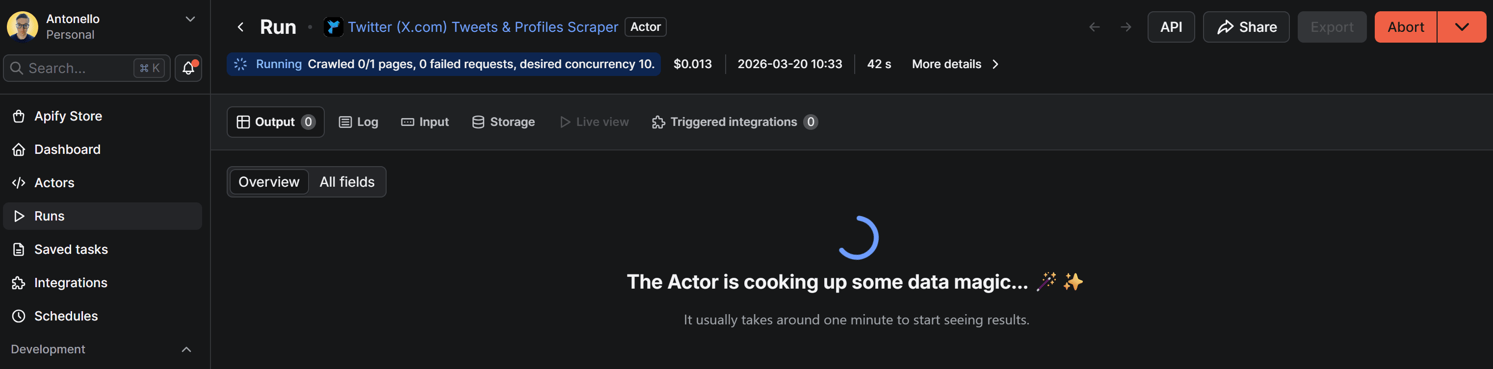 The Actor is running in the cloud