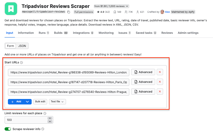 Tripadvisor Reviews Scraper UI