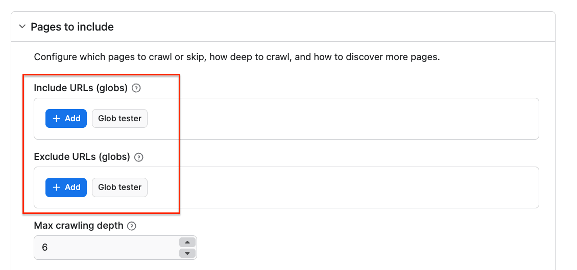 Website Content Crawler - include and exclude URLs