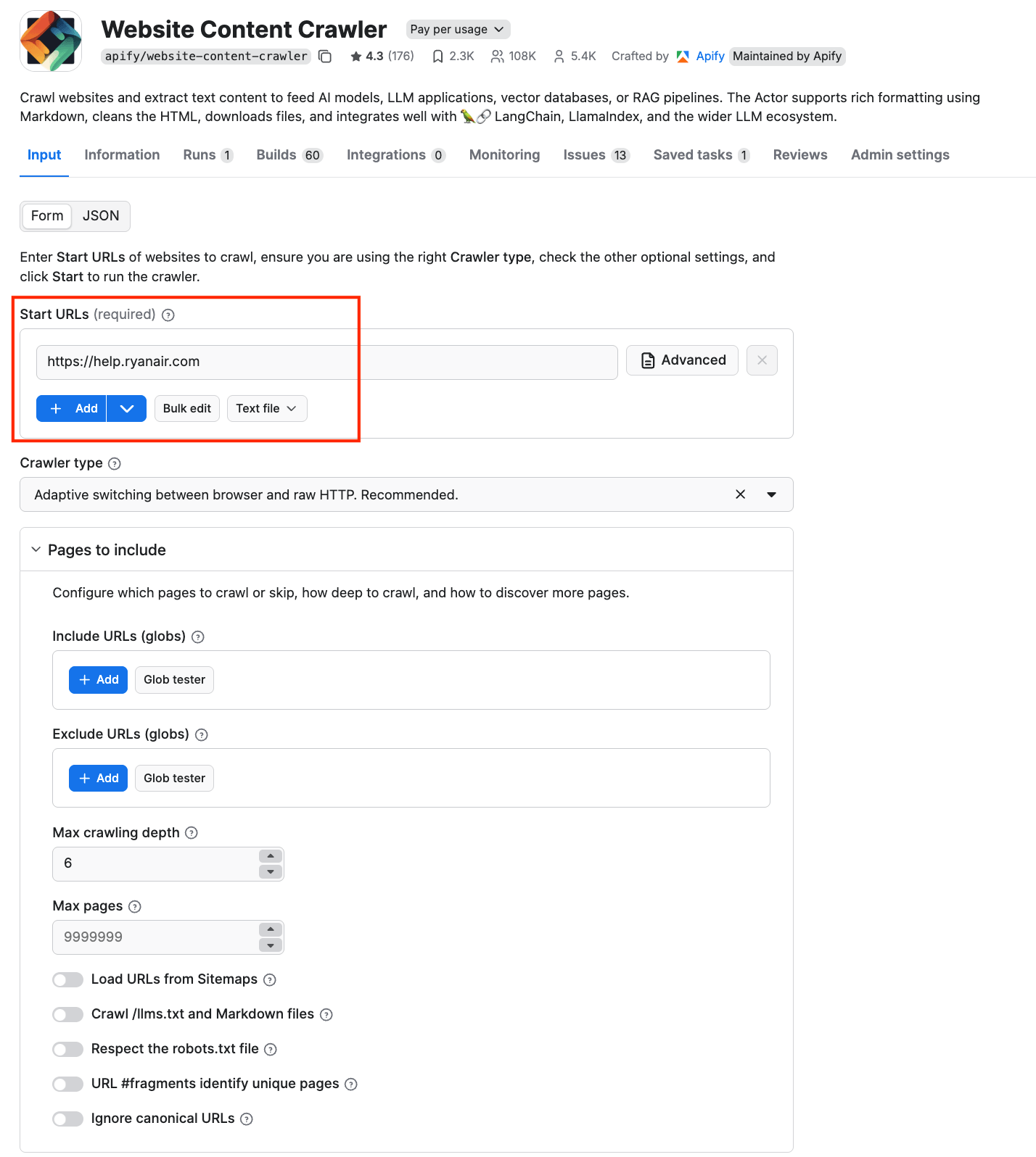 Website Content Crawler UI
