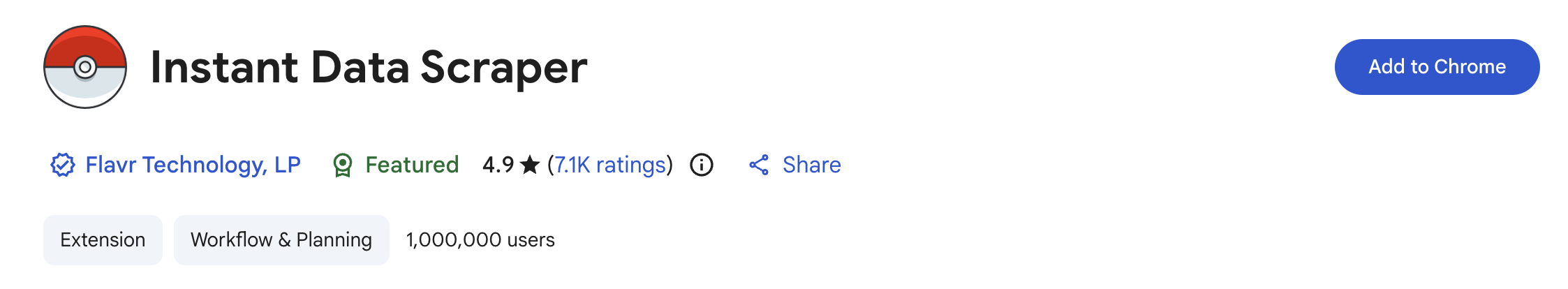 Instant Data Scraper extension overview