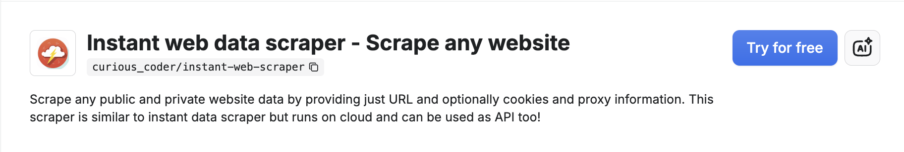 Instant web data scraper Actor overview