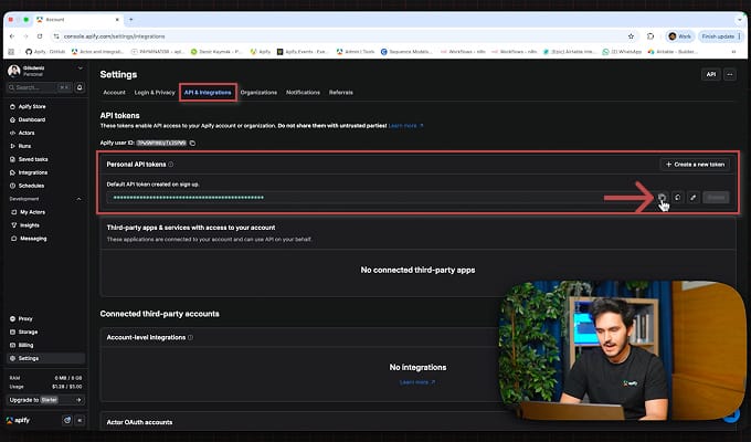 Obtaining your Apify API token