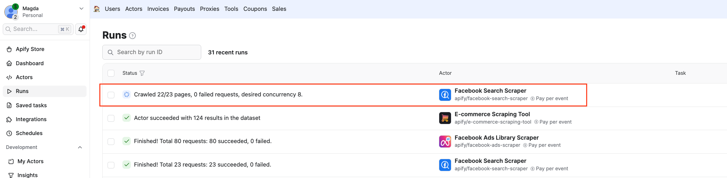 Runs in Apify Console 