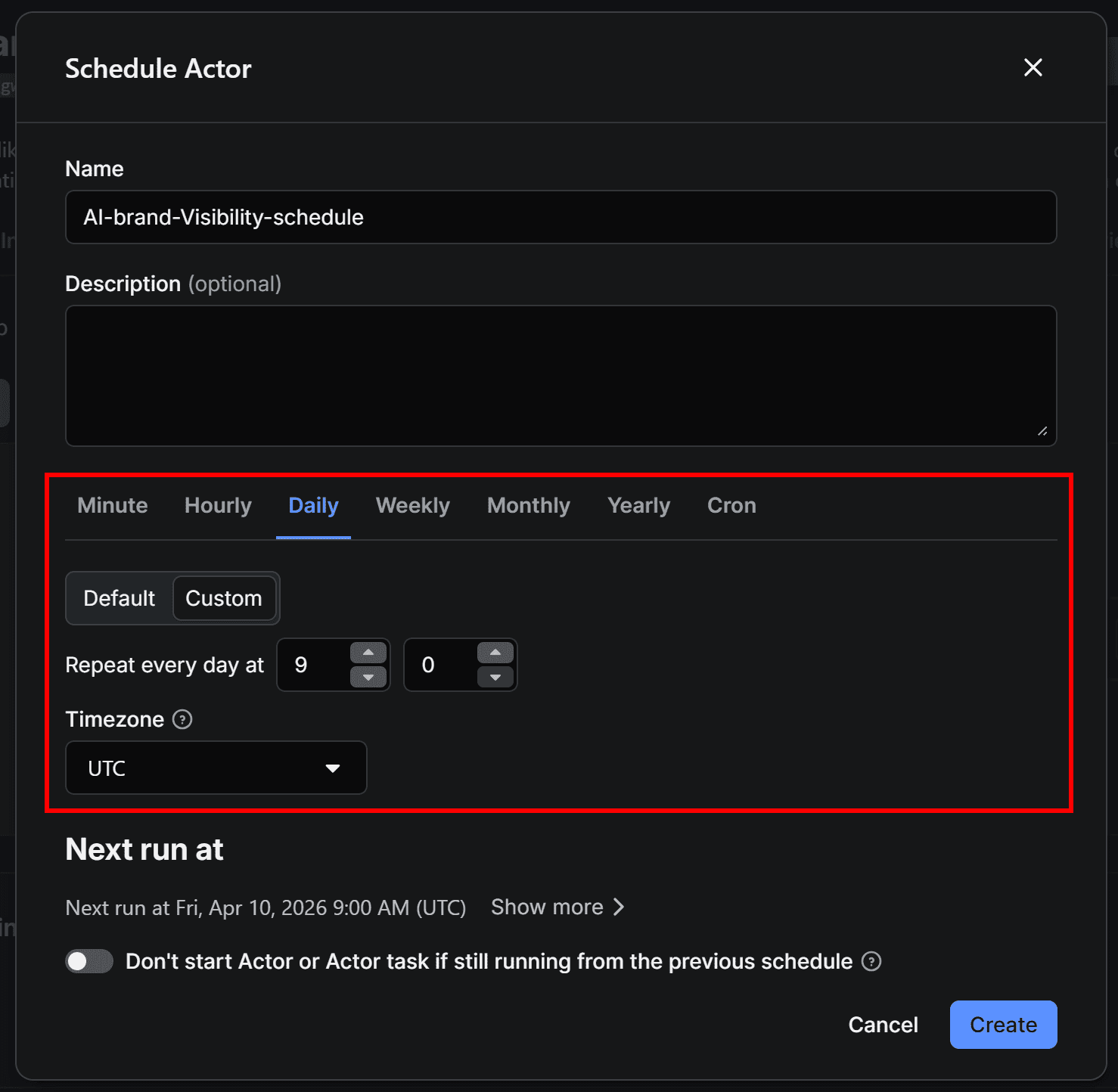 Define the Actor scheduling