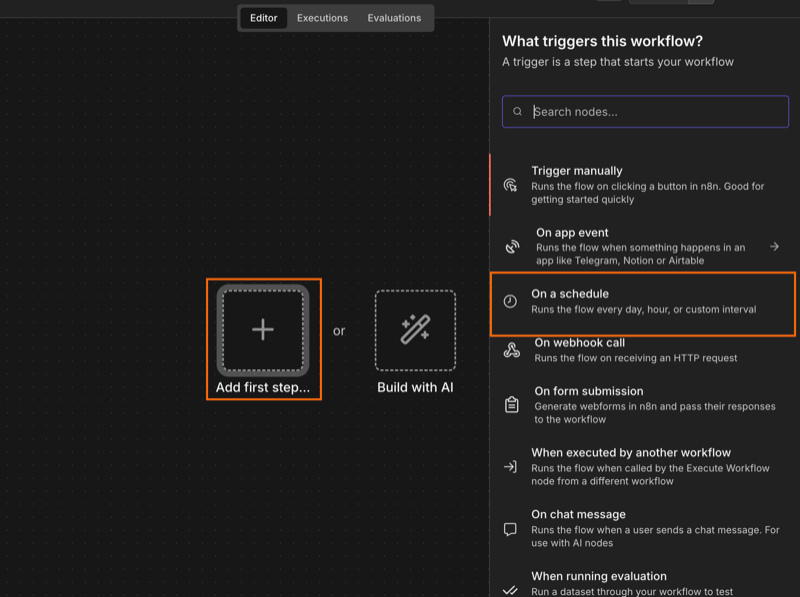 Creating a scheduled trigger