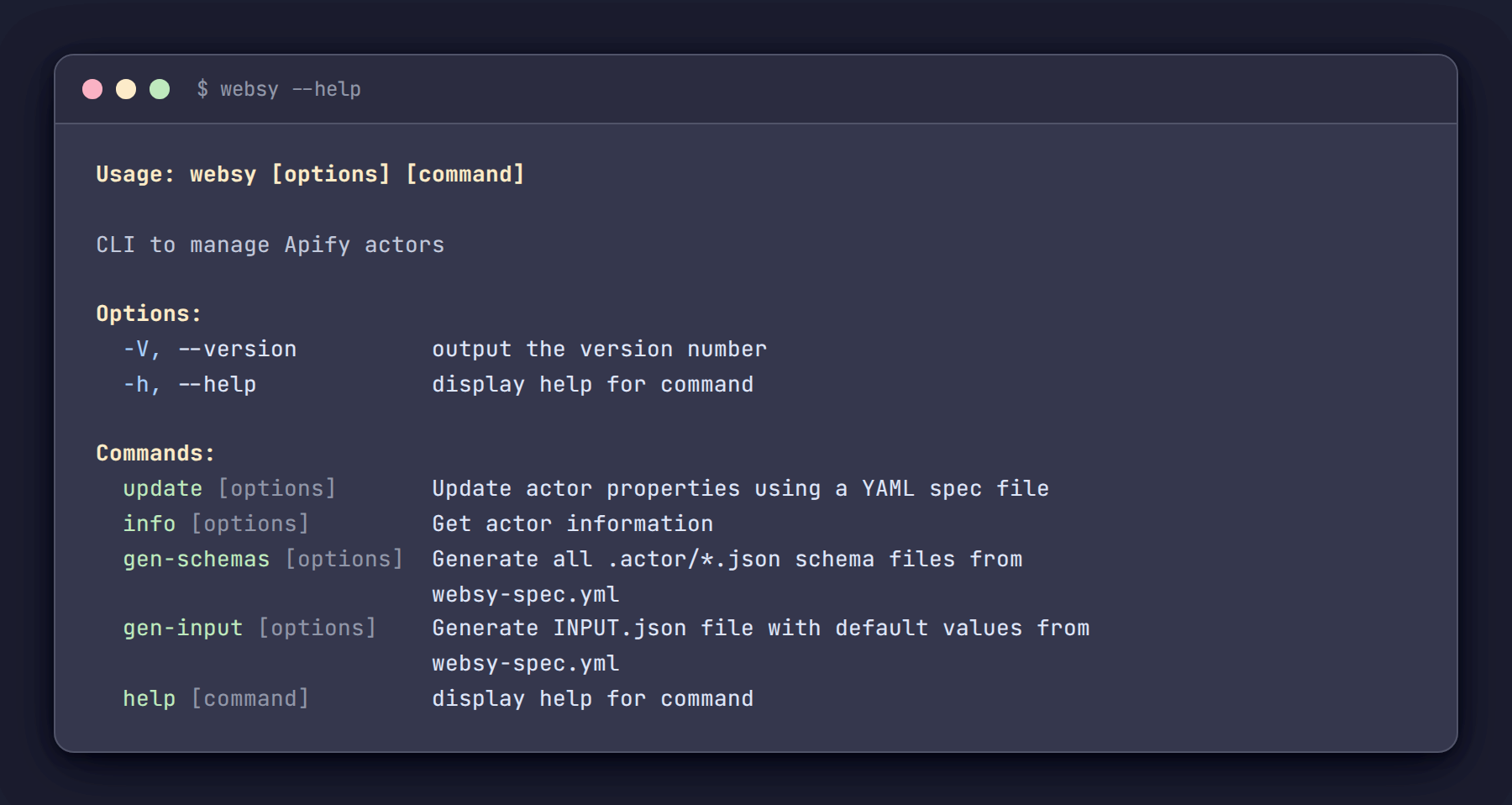 Websy CLI architecture
