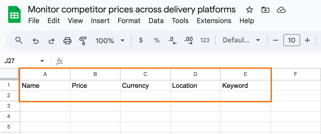Initializing results table