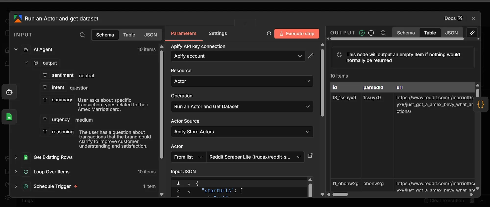 n8n Apify Reddit Actor node display