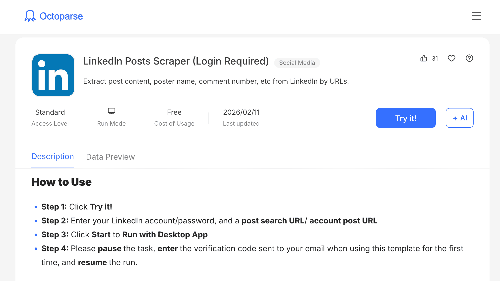 LinkedIn Job Scraper - Octoparse