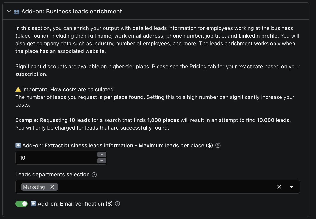 Business leads enrichment