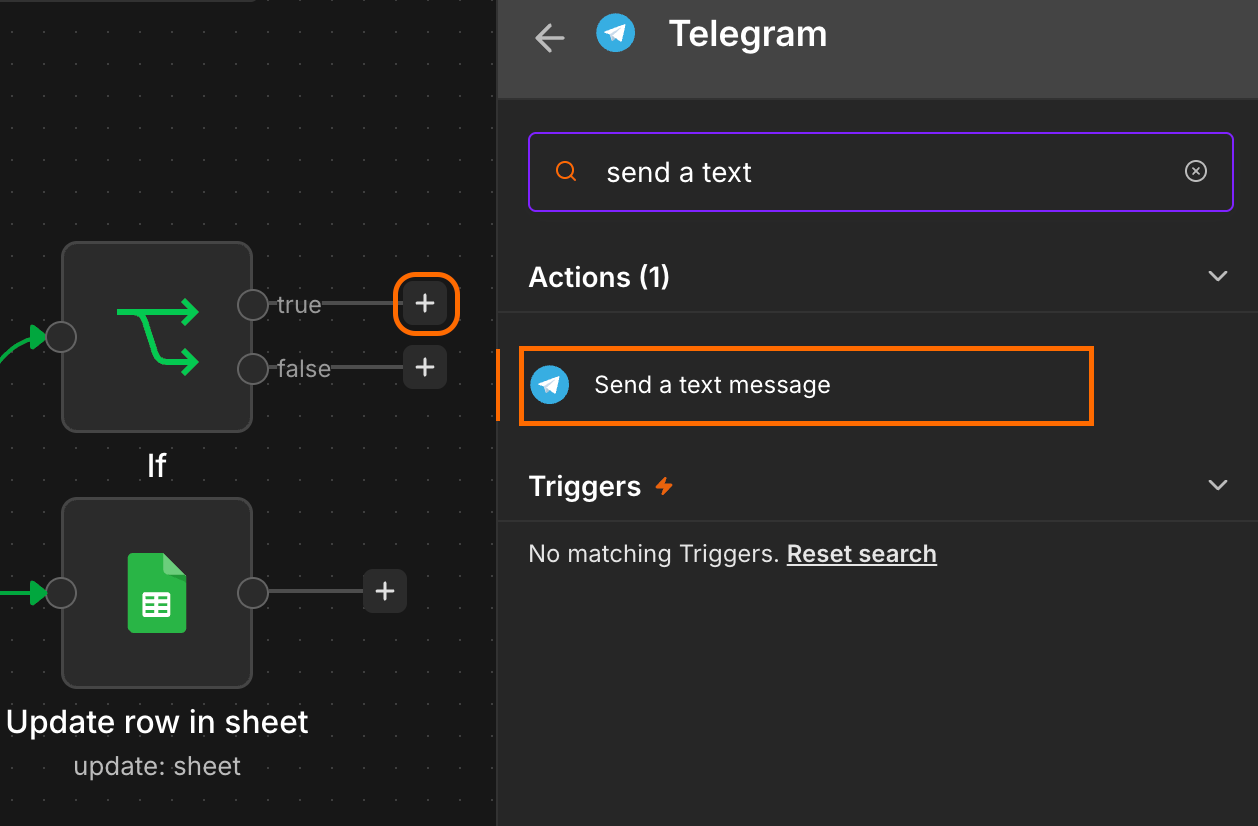 Create a Telegram node