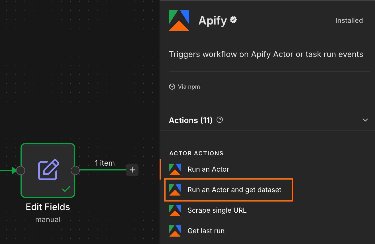 Create Apify node