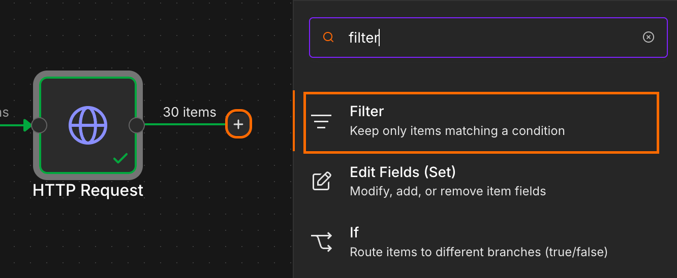 Creating a filter node