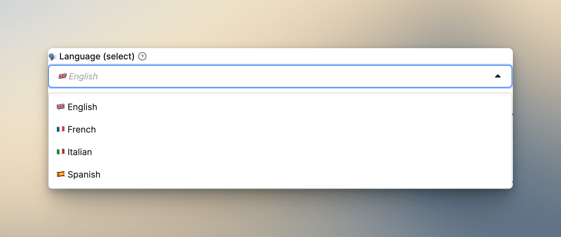 A select dropdown open in Actor UI, showing flags and readable enumTitles