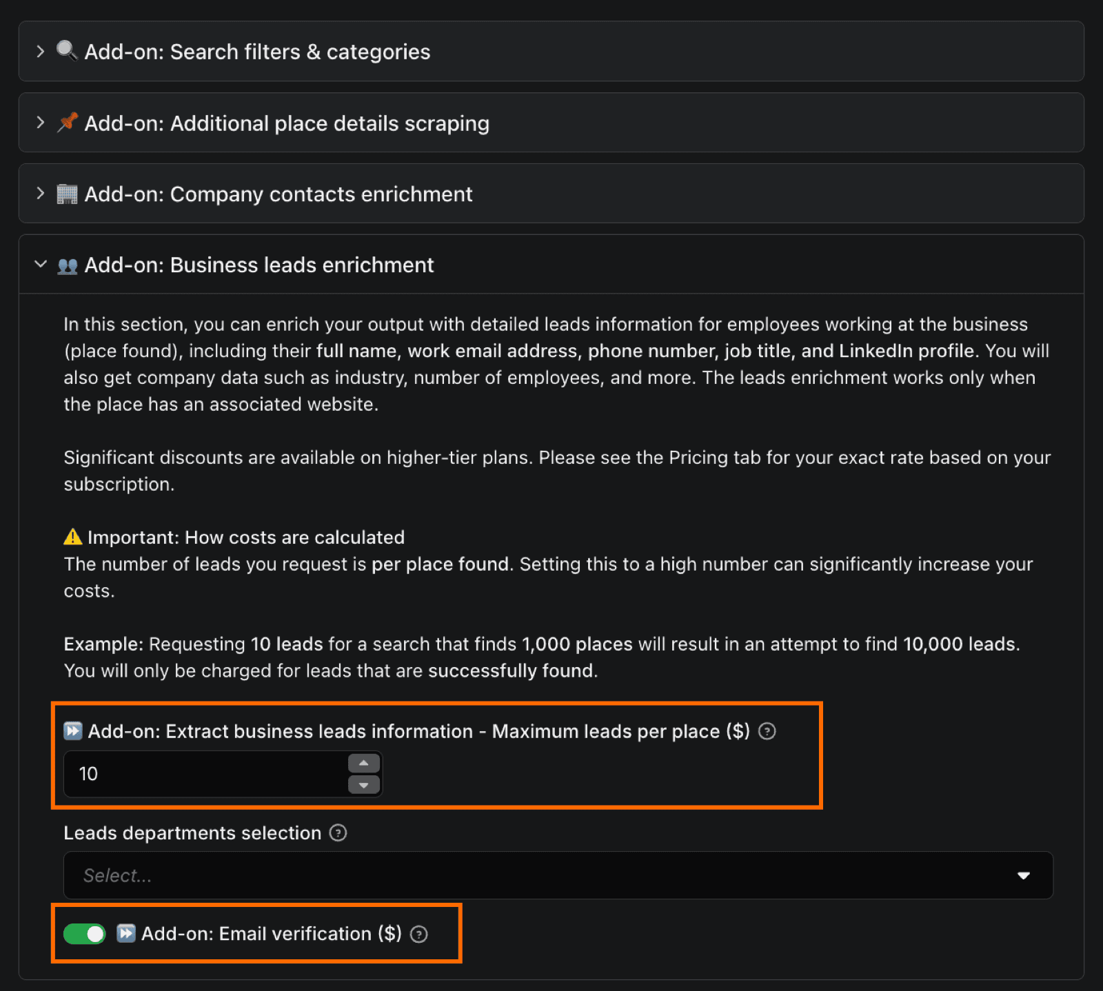 Enabling business leads enrichment and email verification