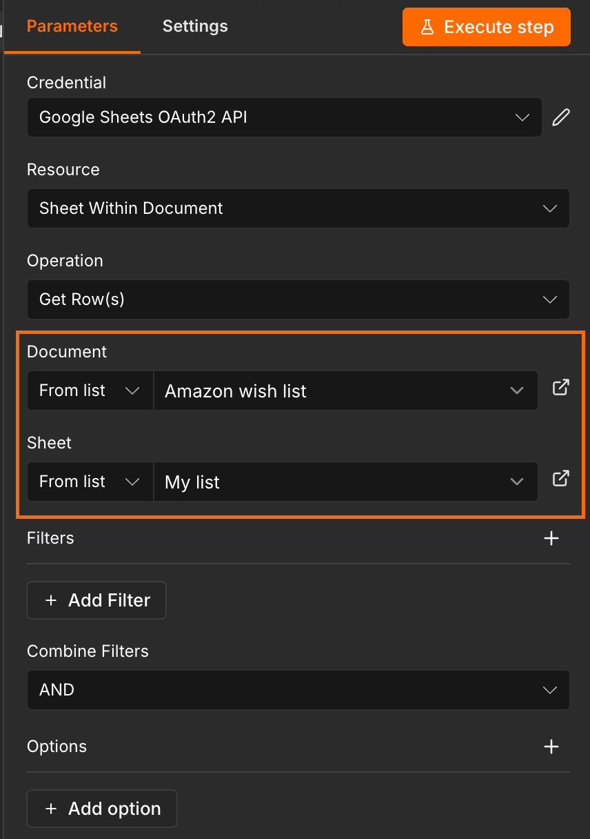 Connect to wishlist sheet