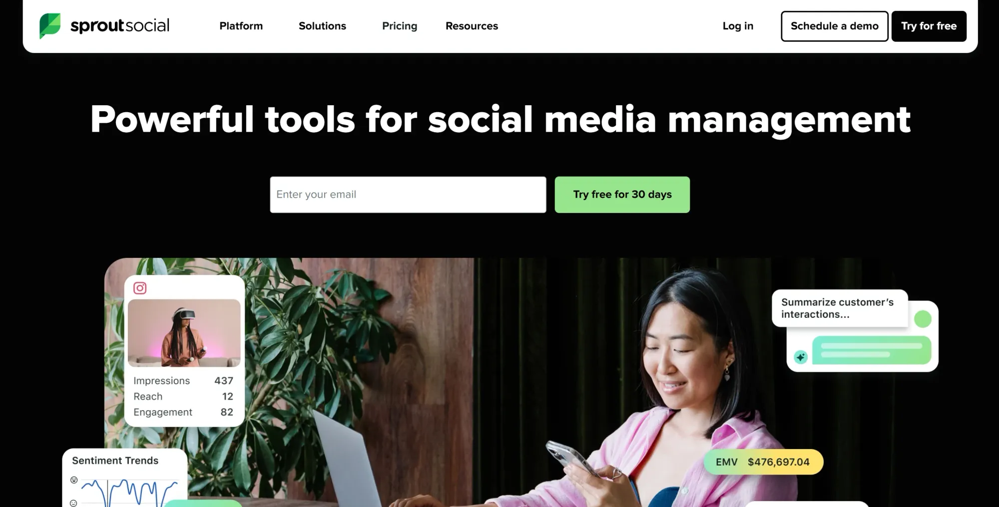 Sprout Social homescreen