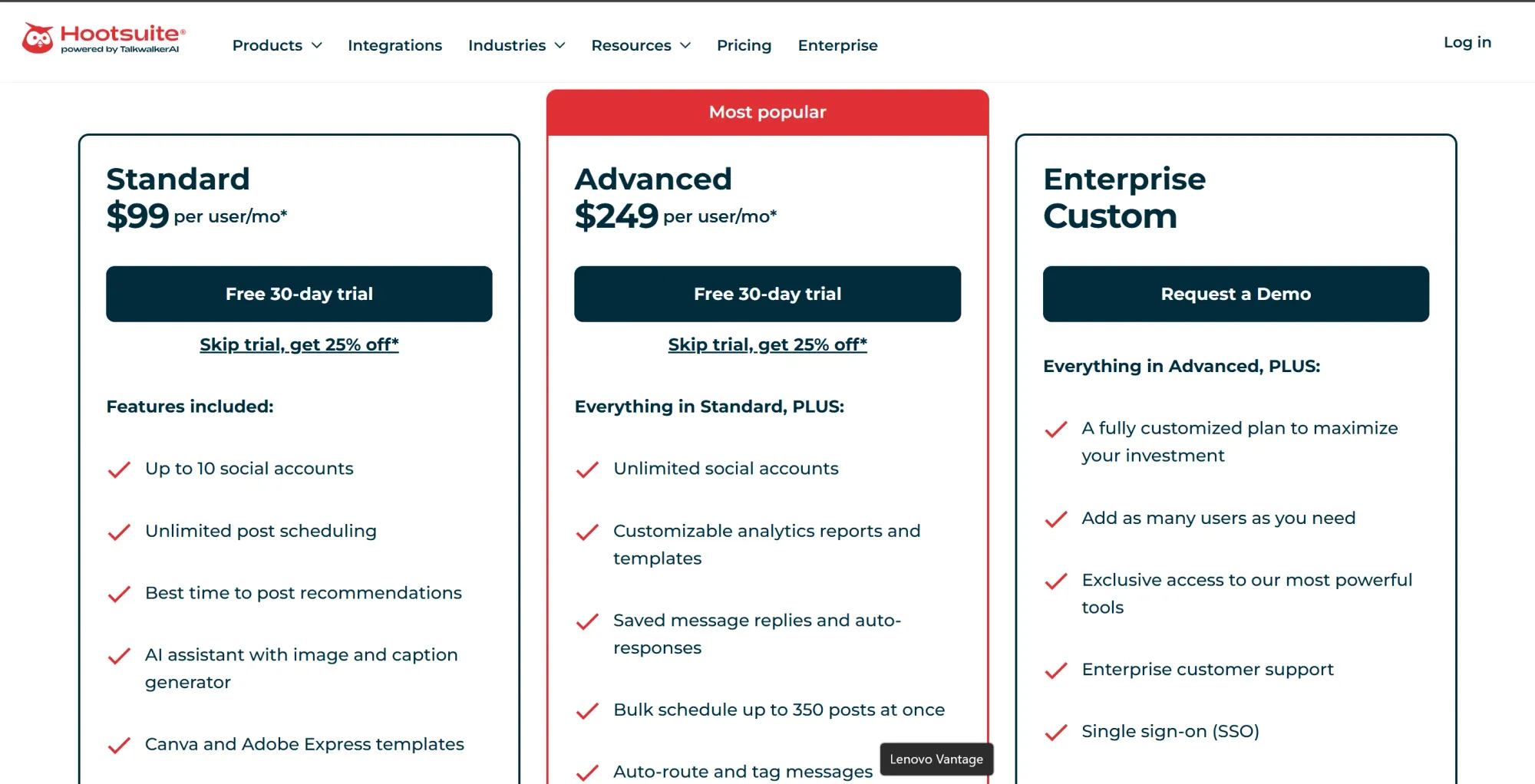 Talkwalker by Hootsuite pricing plan