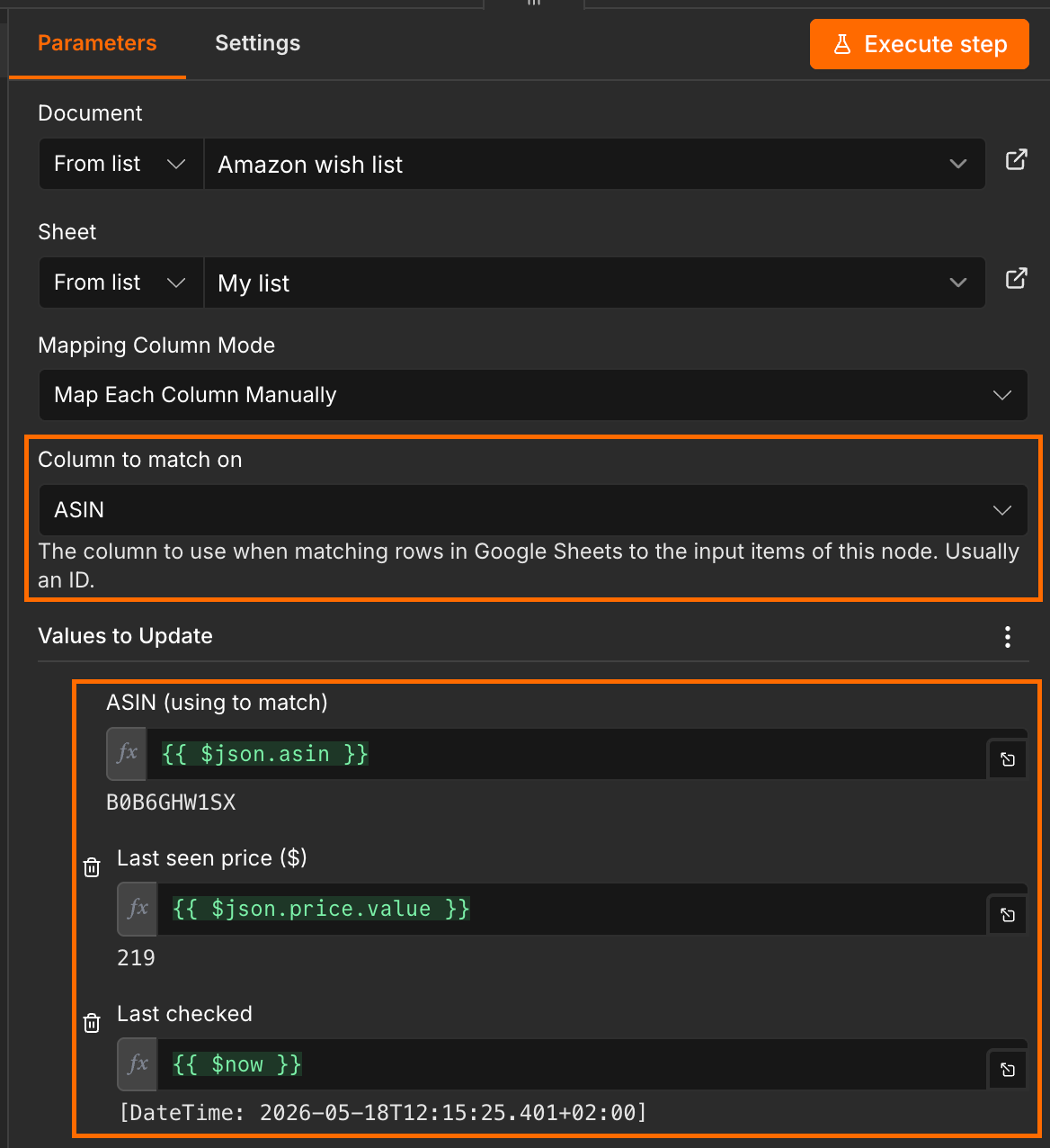 Update the wishlist 