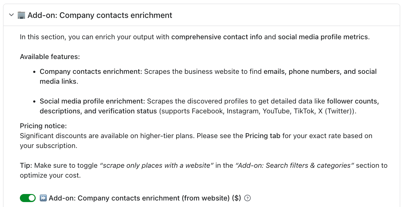 Company contacts enrichment