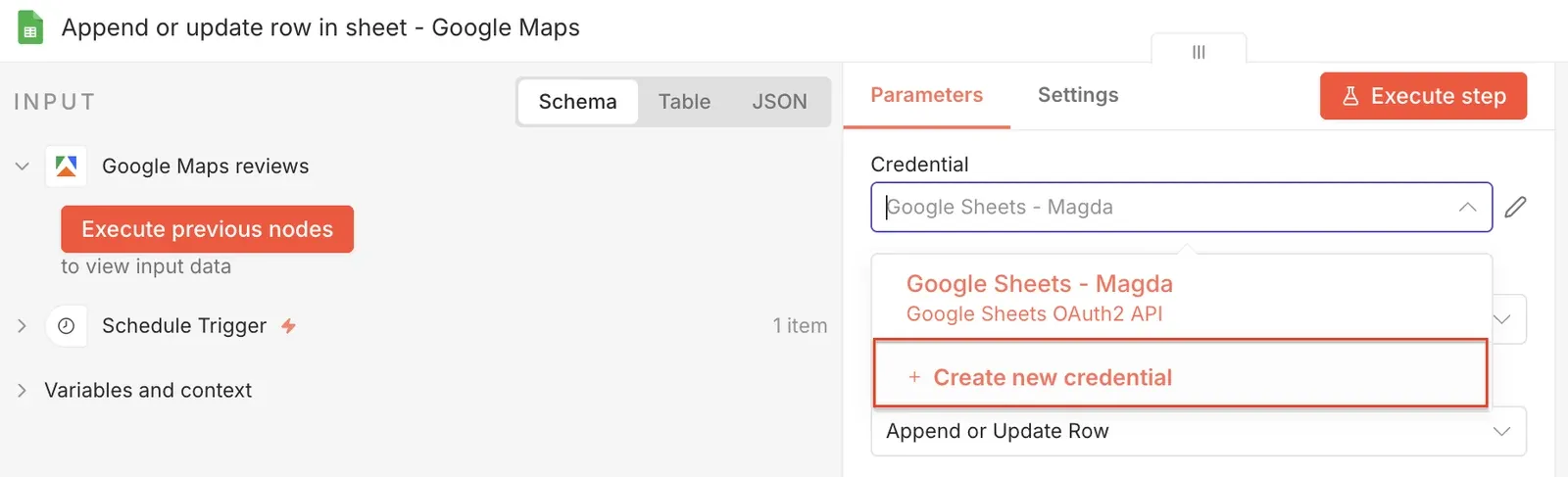 Connecting Google account with n8n inside the node
