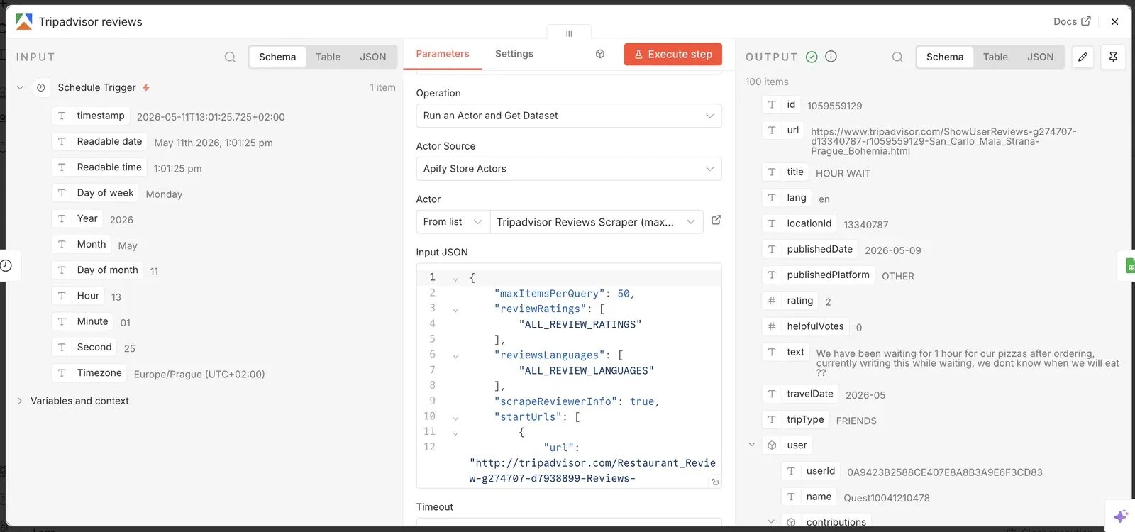 Apify Tripadvisor Reviews Scraper n8n node