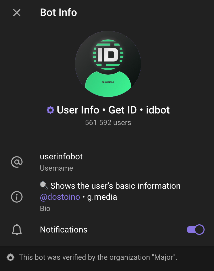 Telegram's userinfobot