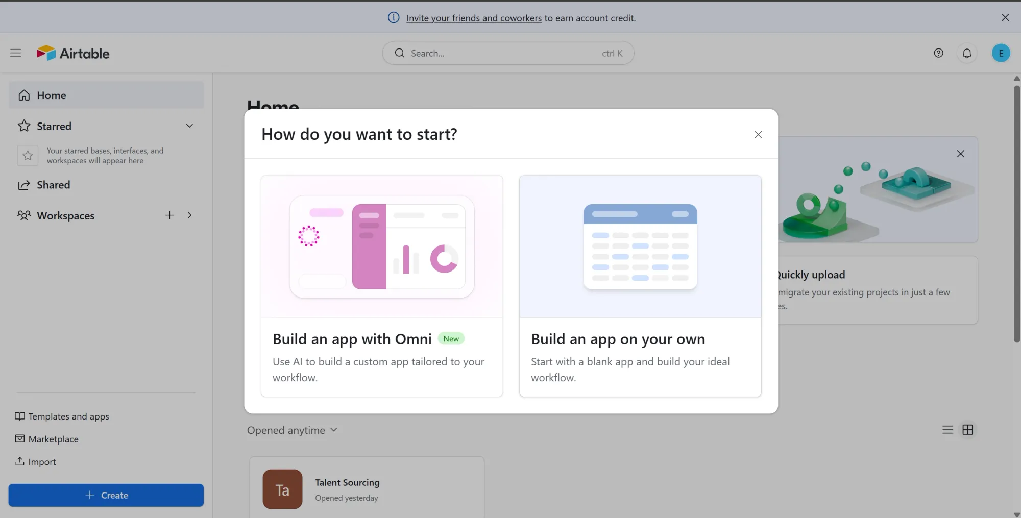 Airtable home dashboard