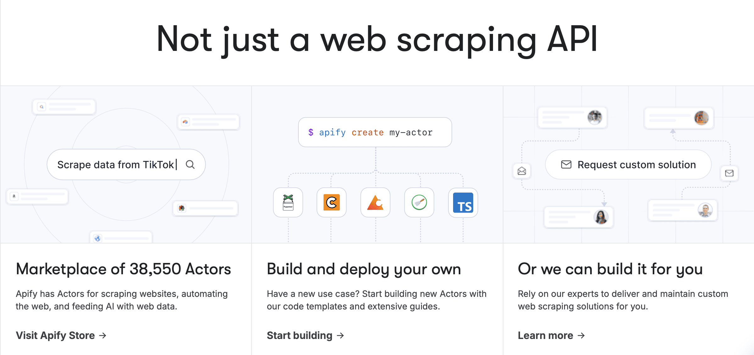 Apify is the largest marketplace of tools for AI, not just a web scraping API