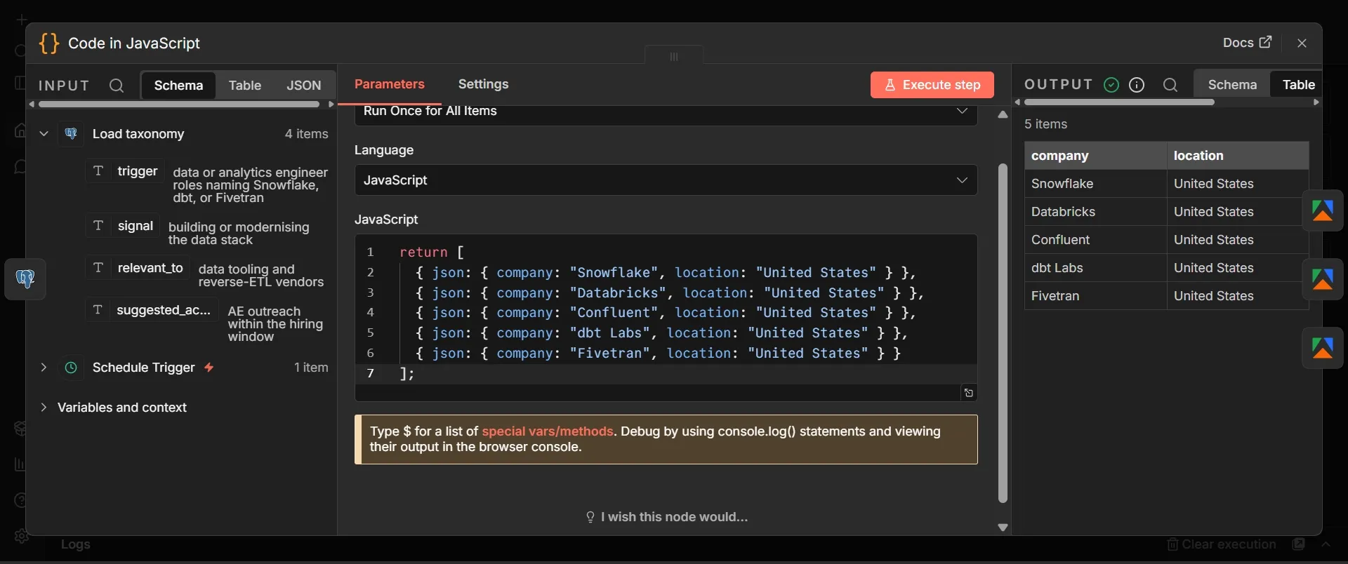 Opened Code in JavaScript node