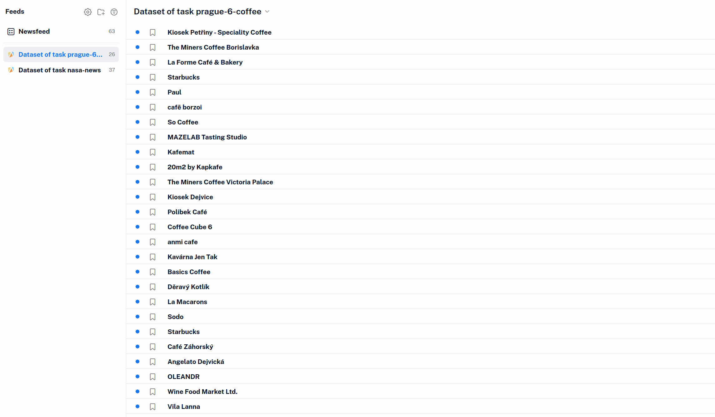 The final feed in an RSS reader. Clicking an item will take you directly to Google Maps