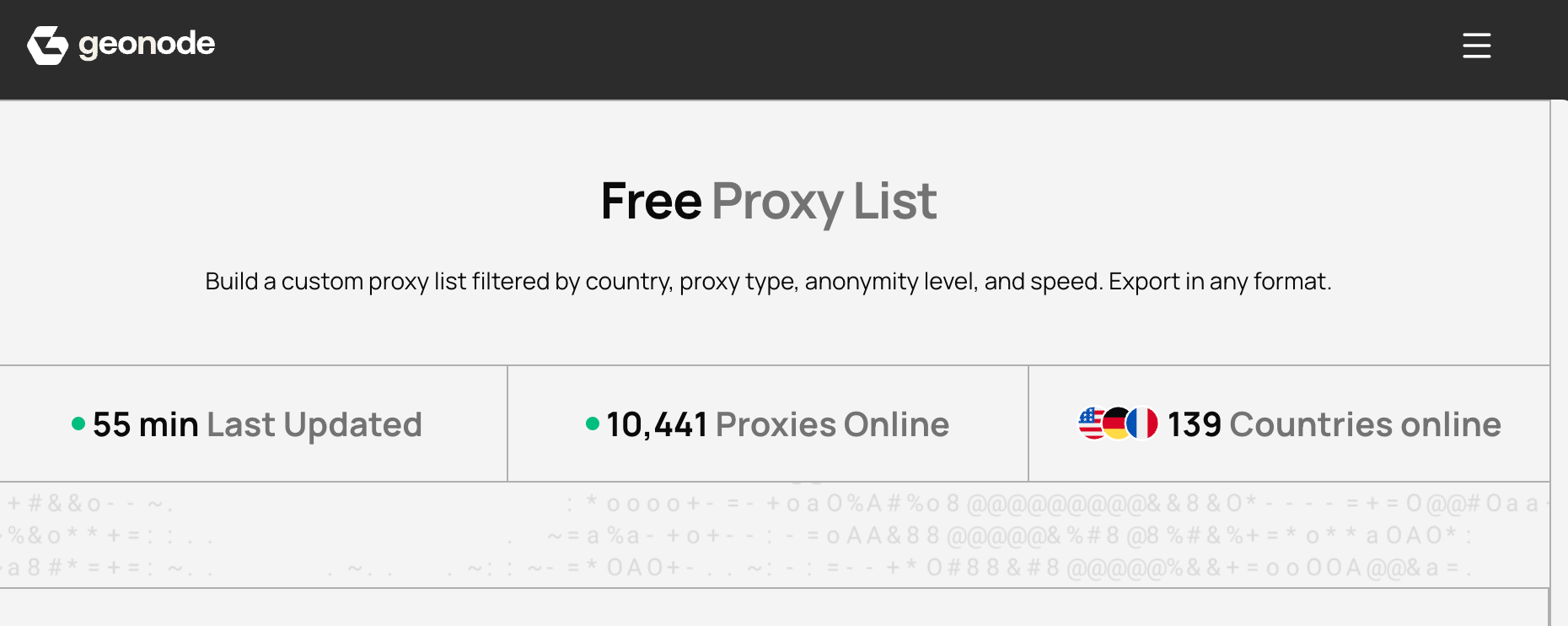 Geonode free proxy list