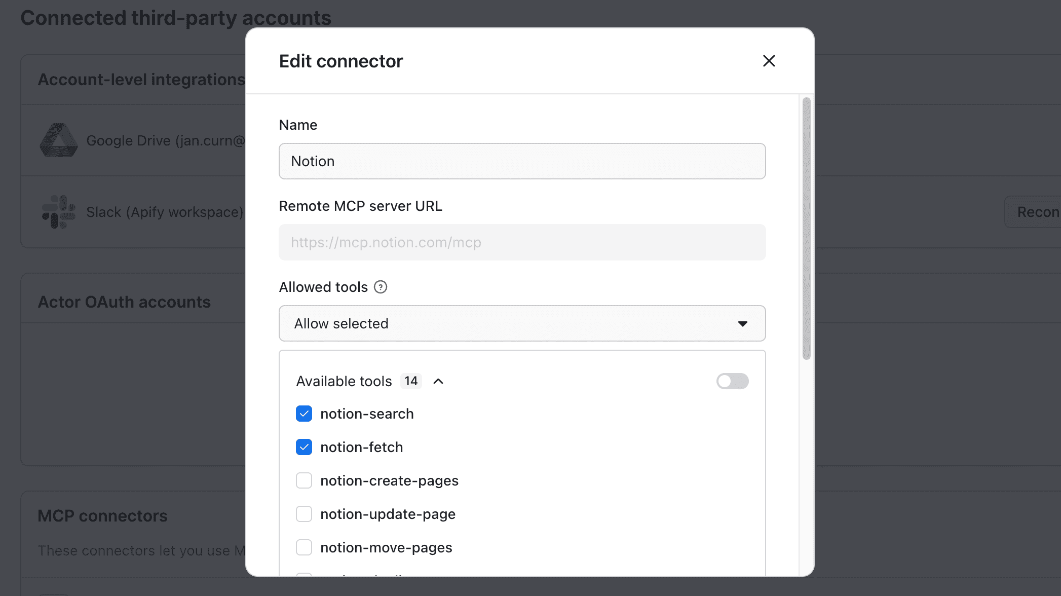 Limit access to specific MCP tools for additional security
