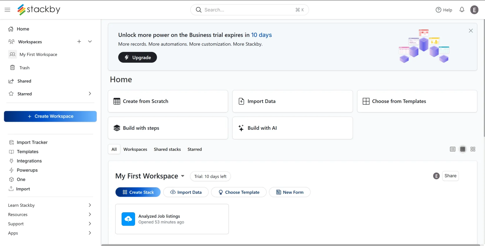 Stackby Homepage