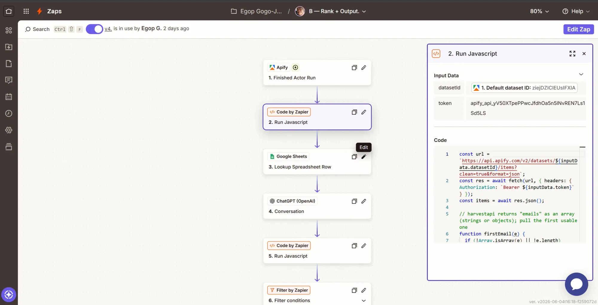 Zap B code by Zapier1 step image