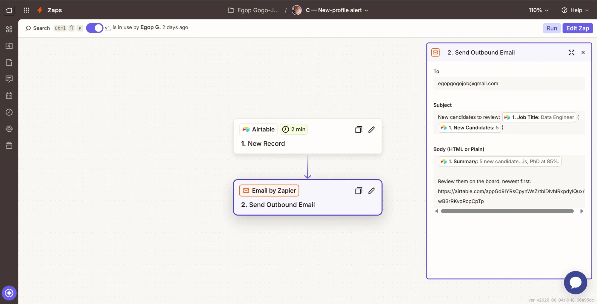 Zap C Email by Zapier step image