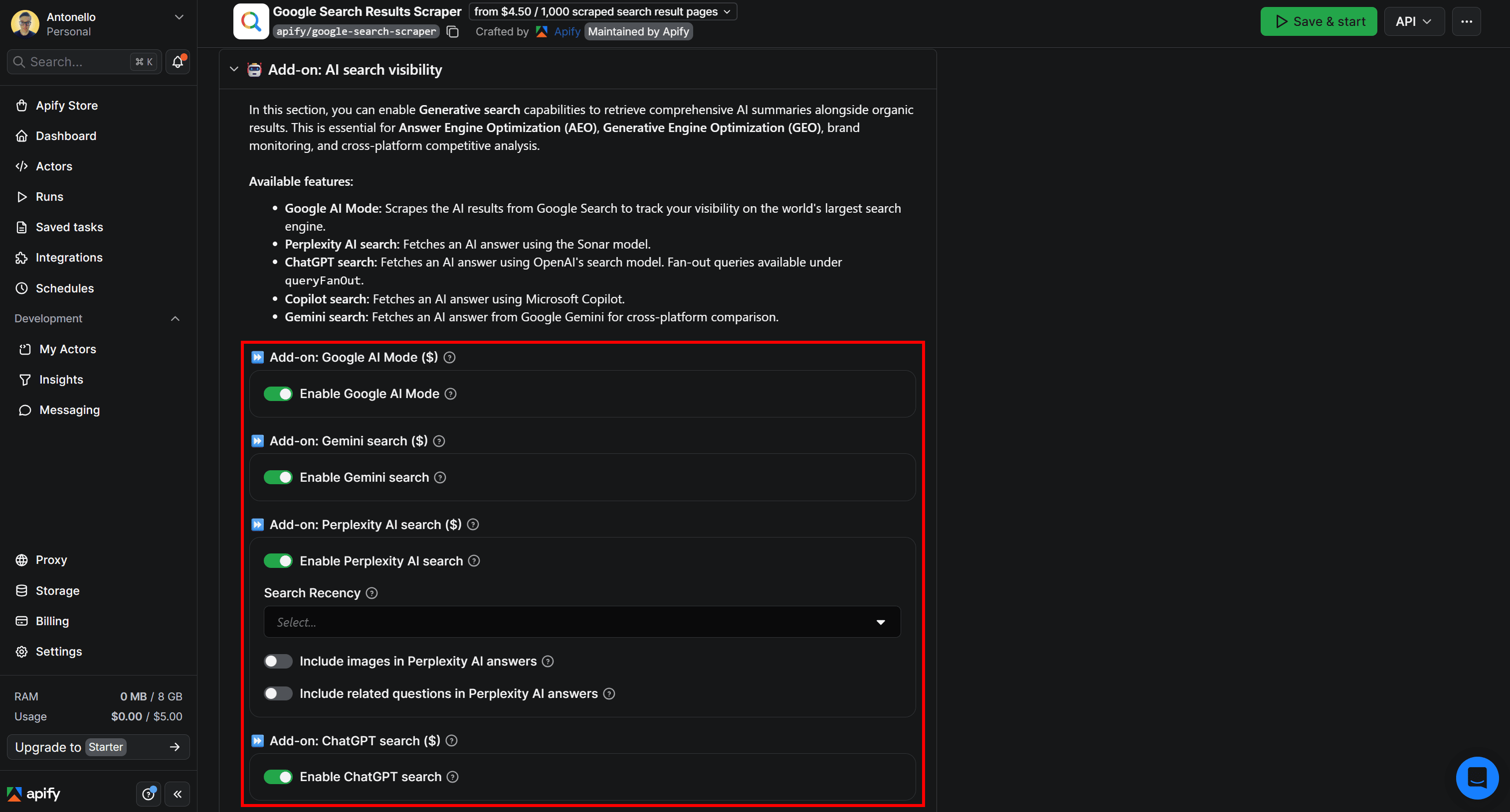 Enabling the AI visibility add-ons