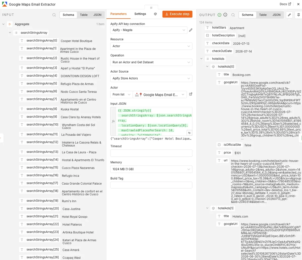 Google Maps Email Extractor output