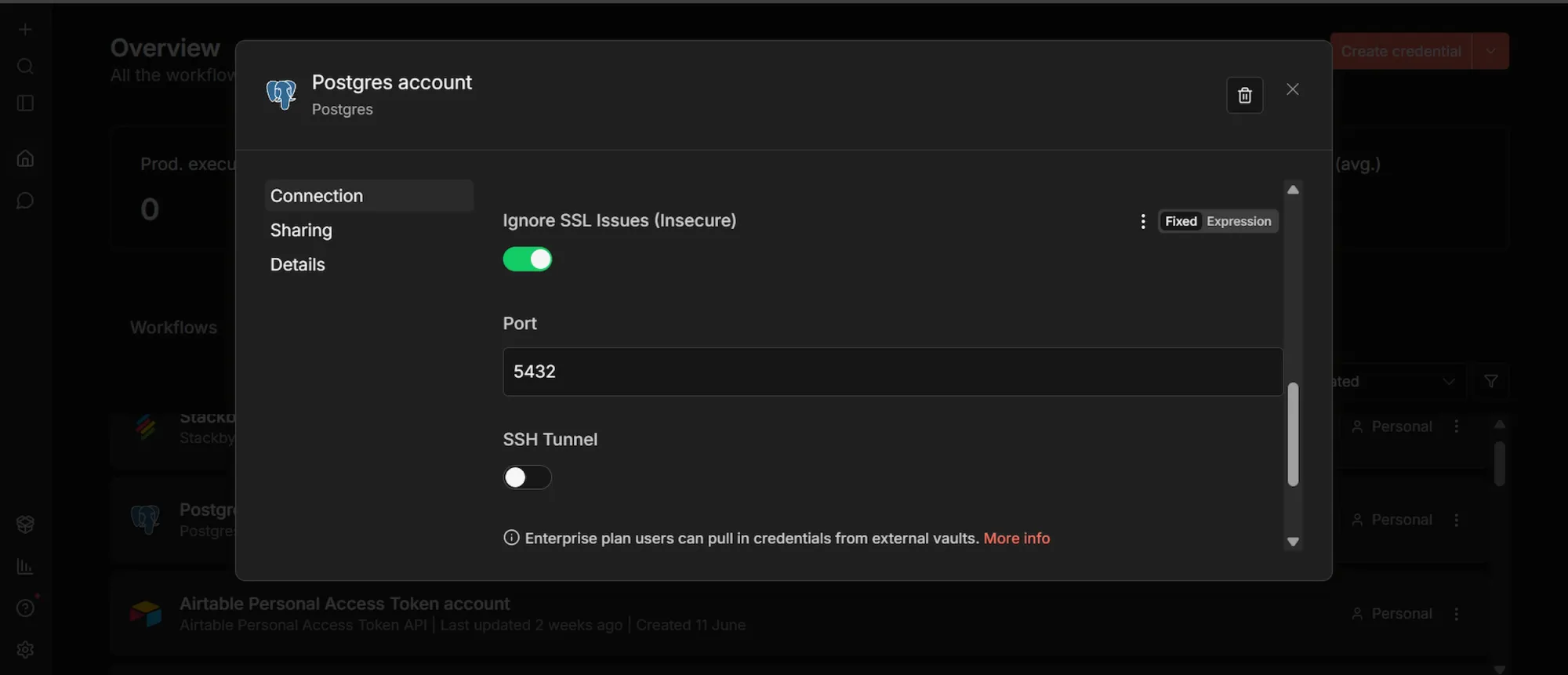 Postgres account credential setup