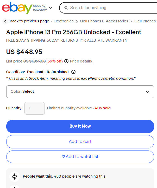 eBay product page.