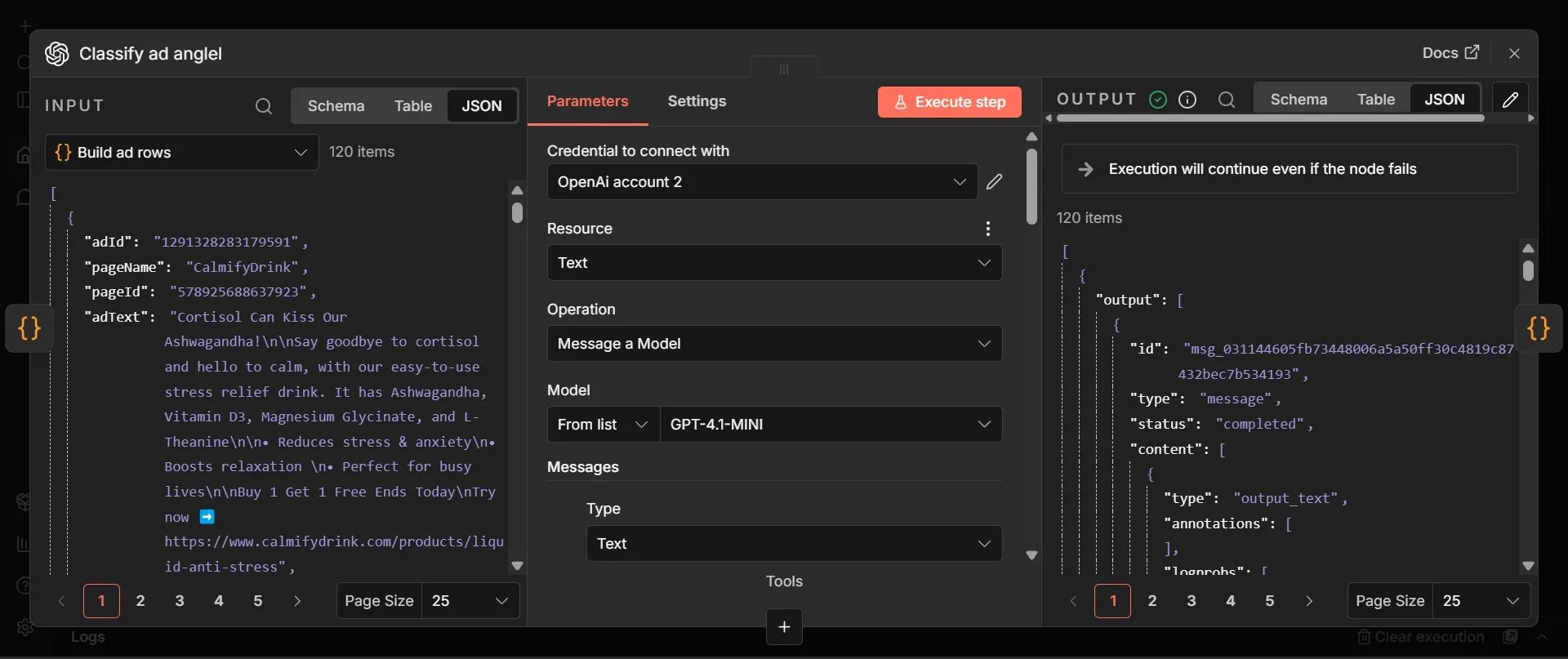 Classify ad angle node