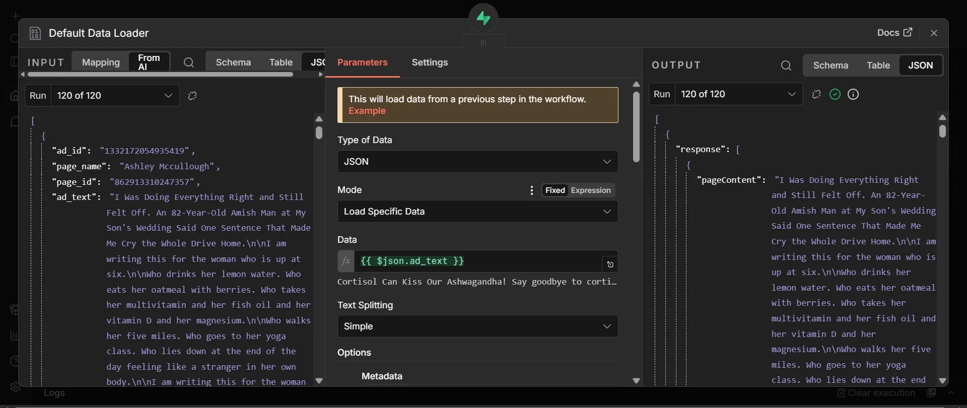 Default data loader node