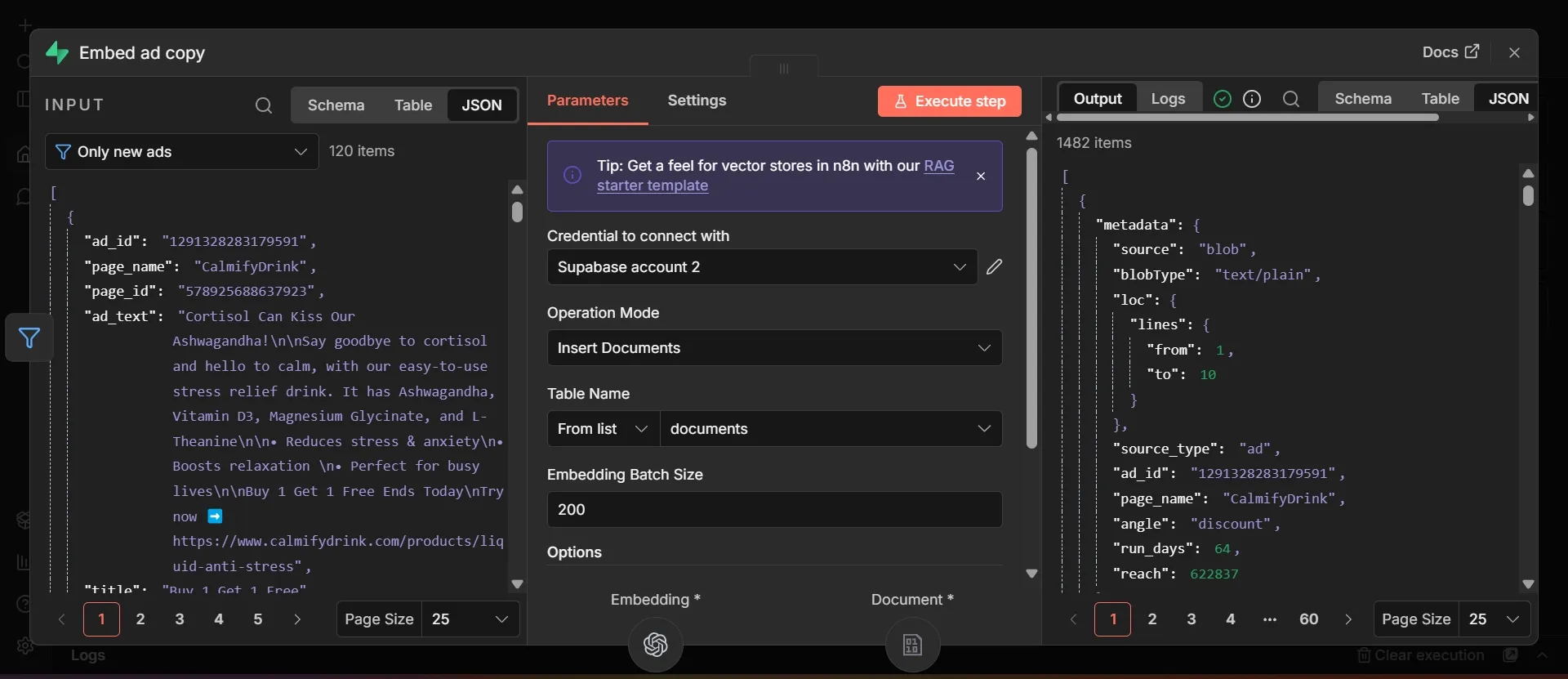 Embed ad copy node