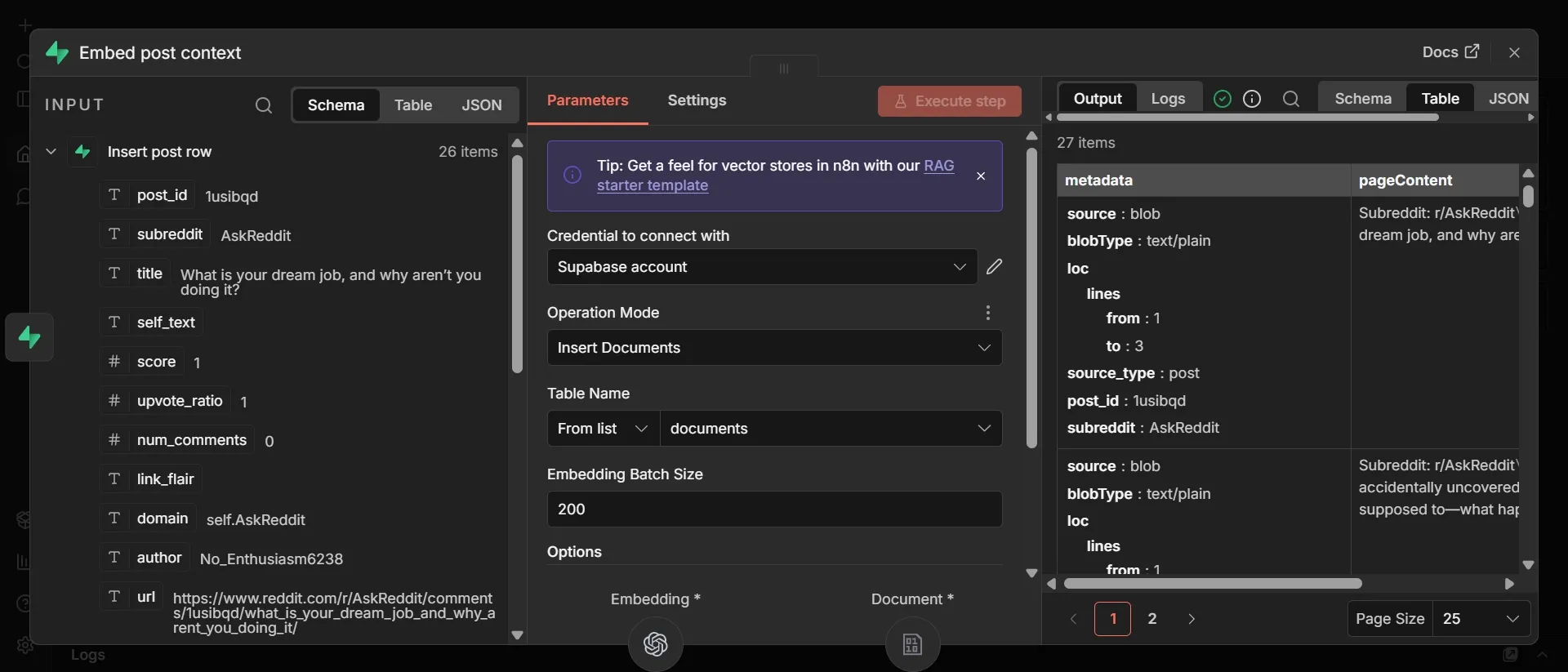 Opened Embed post context node