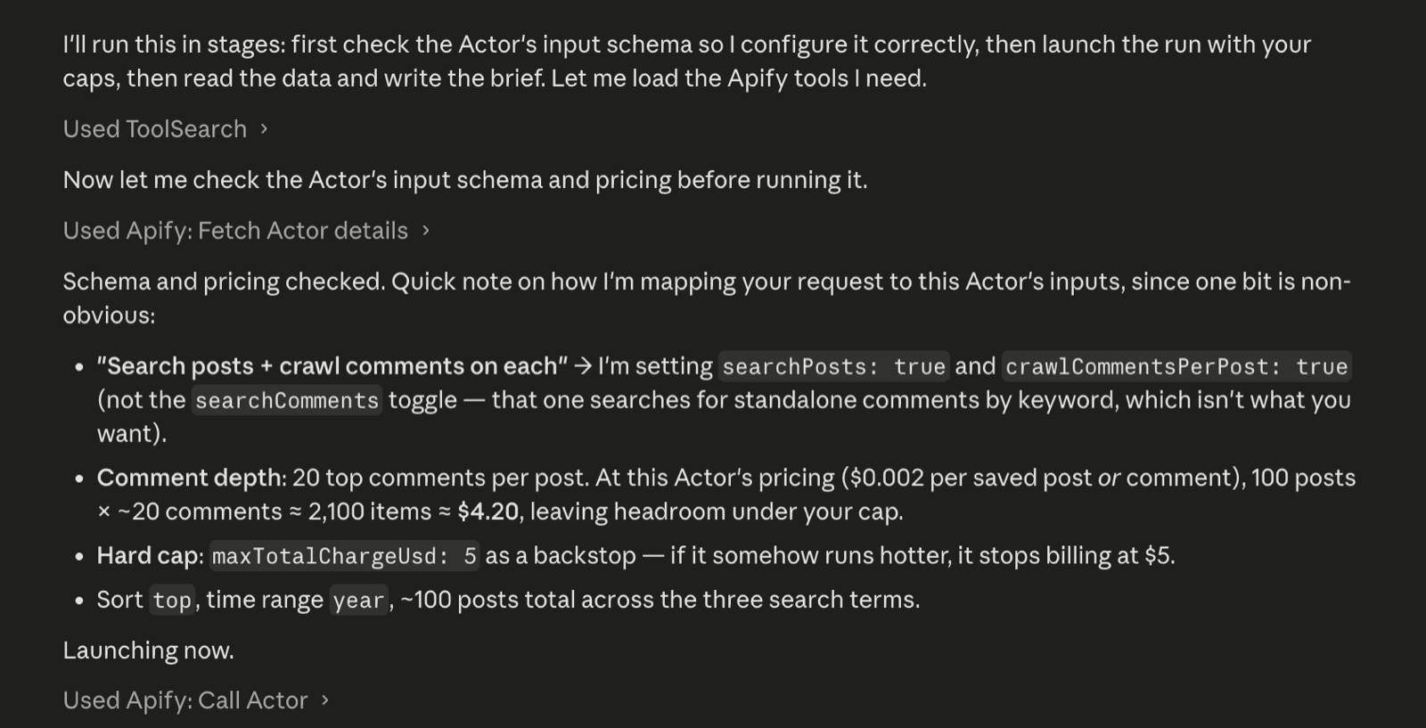 Running the Actor from Claude via MCP