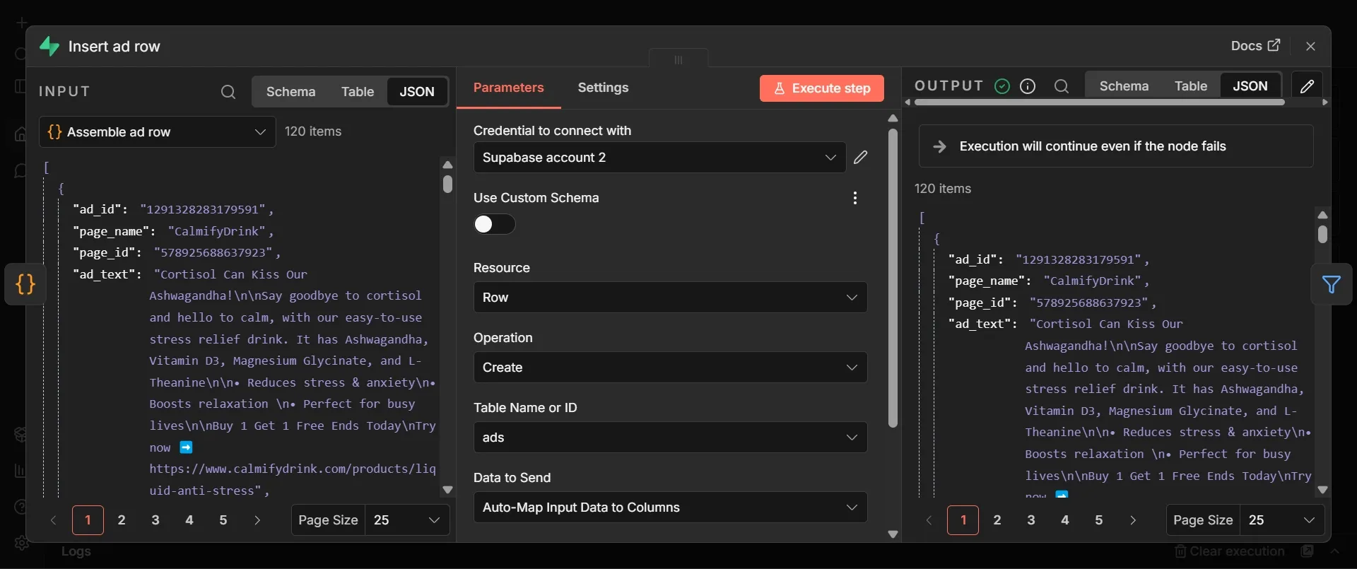 Insert ad row node