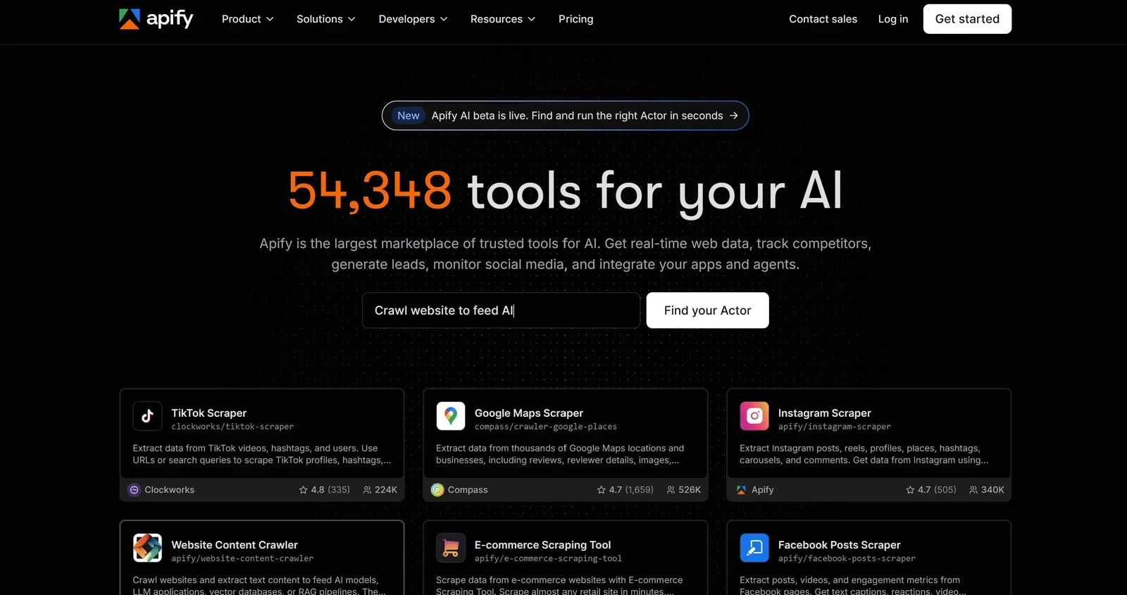 Apify homepage